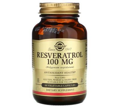 Solgar, Resveratrol, 100 mg, 60 Vegetable Capsules