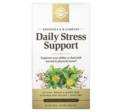 Solgar, Rhodiola & B-Complex, Daily Stress Support, 60 Vegetable Capsules