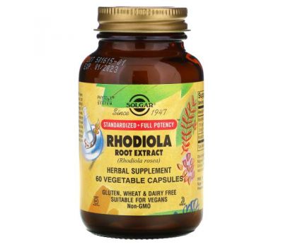 Solgar, Rhodiola Root Extract, 60 Vegetable Capsules