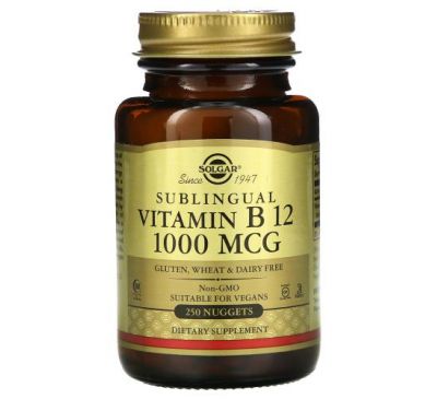 Solgar, Sublingual Vitamin B12, 1,000 mcg, 250 Nuggets