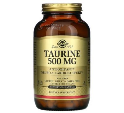 Solgar, Taurine, 500 mg, 250 Vegetable Capsules