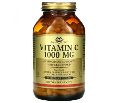 Solgar, Vitamin C, 1,000 mg, 250 Vegetable Capsules