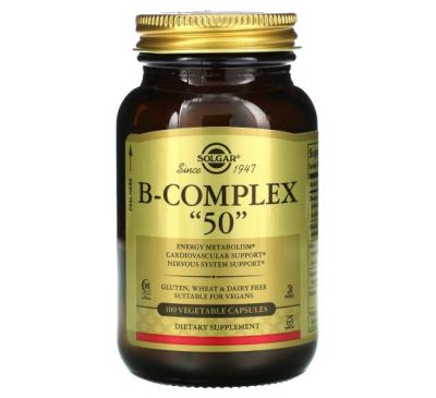 Solgar, комплекс витаминов группы B «50», 100 растительных капсул