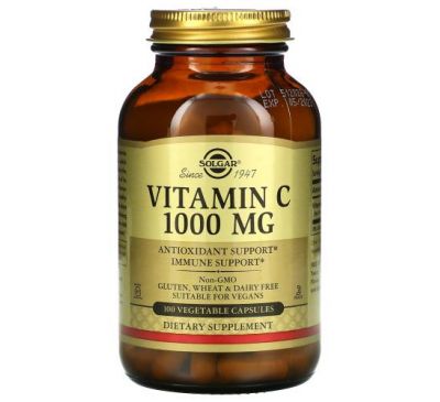 Solgar, Витамин C, 1000 мг, 100 растительных капсул