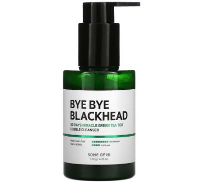 Some By Mi, Bye Bye Blackhead, 30 Days Miracle Green Tea Tox, очищающее средство для пузырей, 120 г (4,23 унции)