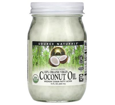 Source Naturals, 100% Organic Virgin, Coconut Oil, 15 fl oz. (443 ml)