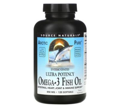 Source Naturals, Arctic Pure, Ultra Potency, Omega-3 Fish Oil, 850 mg, 120 Softgels