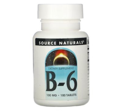Source Naturals, B-6, 100 mg, 100 Tablets