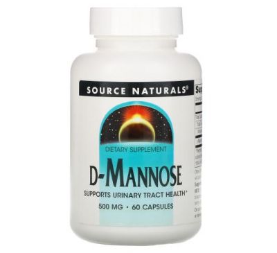 Source Naturals, D-манноза, 500 мг, 60 капсул