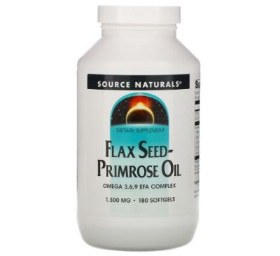 Source Naturals, Flax Seed-Primrose Oil, 1,300 mg, 180 Softgels