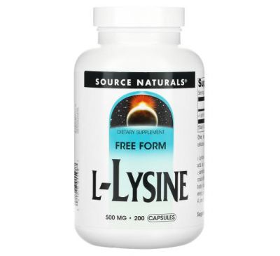 Source Naturals, L-Lysine, 500 mg, 200 Capsules
