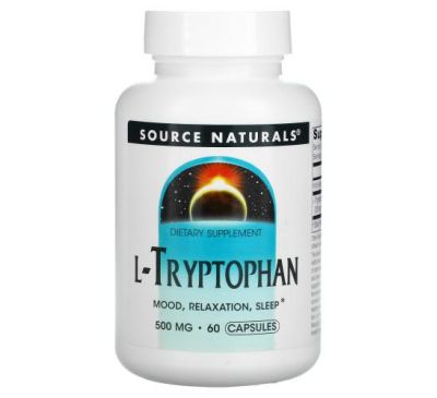 Source Naturals, L-триптофан, 500 мг, 60 вегетаріанських капсул