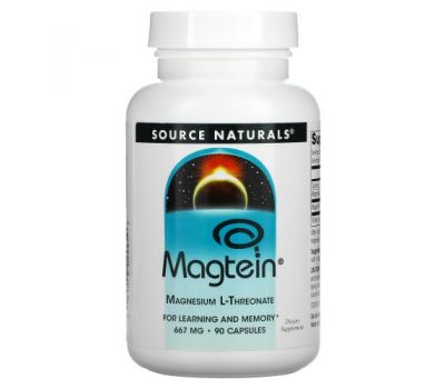 Source Naturals, Magtein, Magnesium L-Threonate, 667 mg, 90 Capsules
