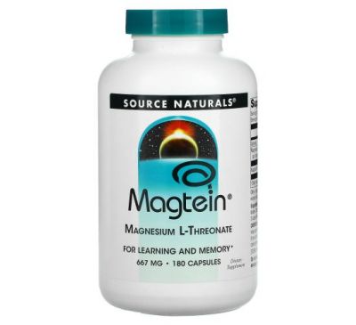 Source Naturals, Magtein, магній L-треонат, 667 мг, 180 капсул