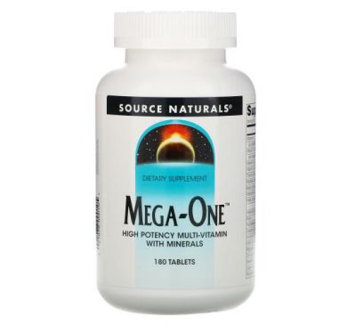 Source Naturals, Mega-One, High Potency Multi-Vitamin with Minerals, 180 Tablets