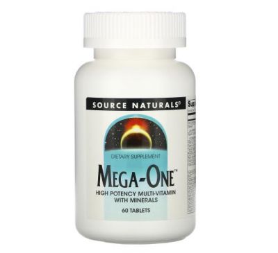 Source Naturals, Mega-One, High Potency Multi-Vitamin with Minerals, 60 Tablets