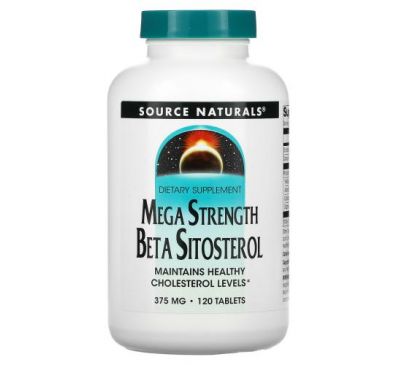 Source Naturals, Mega Strength Beta Sitosterol, 375 mg, 120 Tablets