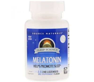Source Naturals, Melatonin, Peppermint, 2.5 mg, 240 Lozenges