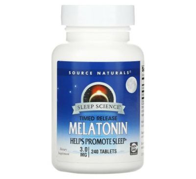 Source Naturals, Melatonin, Timed Release, 3 mg, 240 Tablets