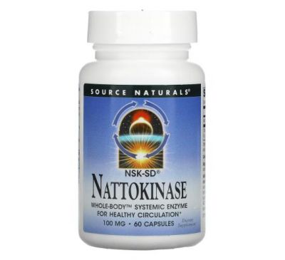 Source Naturals, Наттокиназа, 100 мг, 60 капсул