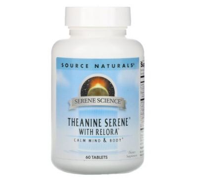 Source Naturals, Serene Science, Theanine Serene, теанін із комплексом Relora, 60 таблеток