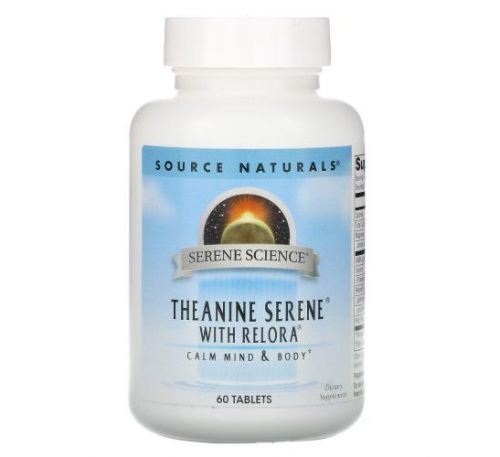 Source Naturals, Serene Science, Theanine Serene, теанін із комплексом Relora, 60 таблеток