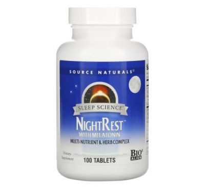 Source Naturals, Sleep Science, NightRest с мелатонином, 100 таблеток