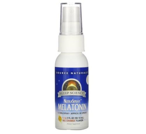 Source Naturals, Sleep Science, NutraSpray Melatonin, Orange Flavor, 1.5 mg, 2 fl oz (59.14 ml)