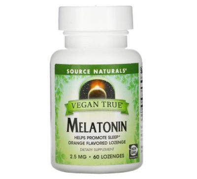 Source Naturals, Vegan True, Melatonin, Orange, 2.5 mg, 60 Lozenges