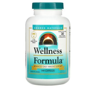 Source Naturals, Wellness Formula, вдосконалена щоденна підтримка імунітету, 240 капсул