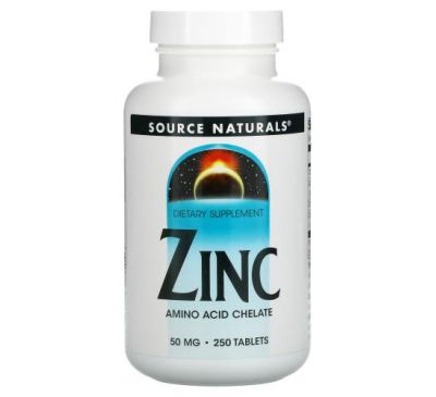 Source Naturals, цинк, 50 мг, 250 таблеток
