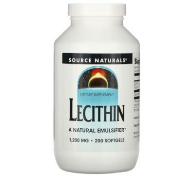 Source Naturals, лецитин, 1200 мг, 200 капсул