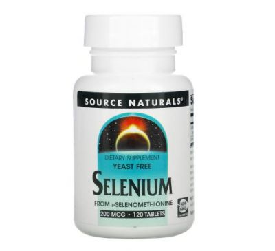 Source Naturals, селен з L-селенометіоніну, 200 мкг, 120 таблеток
