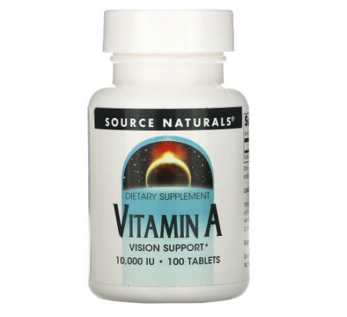 Source Naturals, вітамін A, 10 000 МО, 100 таблеток