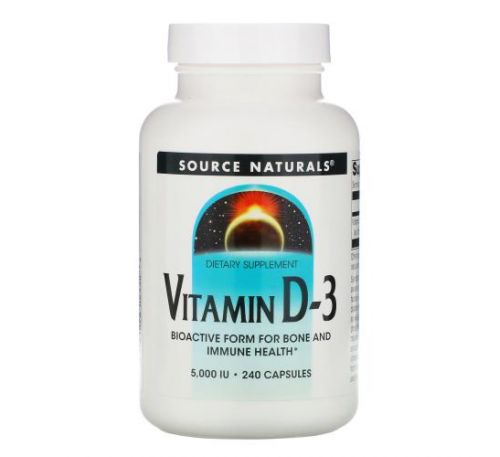 Source Naturals, вітамін D3, 5000 МО, 240 капсул