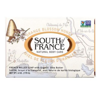 South of France, мед з апельсинового цвіту, кускове мило французького помелу з органічним маслом ши, 170 г (6 унцій)