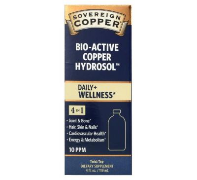 Sovereign Silver, Bio-Active Copper Hydrosol, 4 fl oz (118 ml)