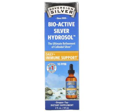 Sovereign Silver, Bio-Active Silver Hydrosol Dropper-Top, Daily + Immune Support, 10 PPM, 2 fl oz (59 ml)