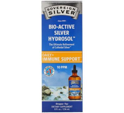 Sovereign Silver, Bio-Active Silver Hydrosol с дозатором-пипеткой, ежедневная и иммунная поддержка, 10 част./млн, 236 мл (8 жидк. унций)