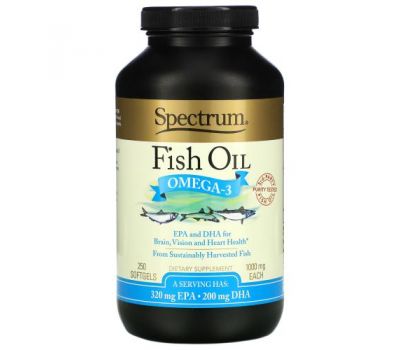 Spectrum Essentials, риб’ячий жир, омега-3, 1000 мг, 250 капсул