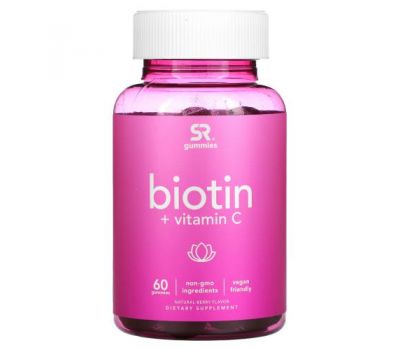 Sports Research, Биотин + витамин C, натуральные ягоды, 60 жевательных мармеладок