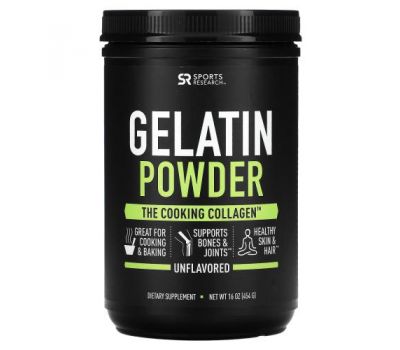 Sports Research, Gelatin Powder, Unflavored, 16 oz (454 g)
