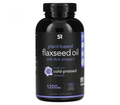 Sports Research, Plant Based Flaxseed Oil with ALA Omega-3, 1,200 mg, 180 Veggie Softgels