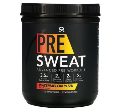 Sports Research, Pre-Sweat Advanced Pre-Workout, Watermelon Yuzu, 14.46 oz (410 g)