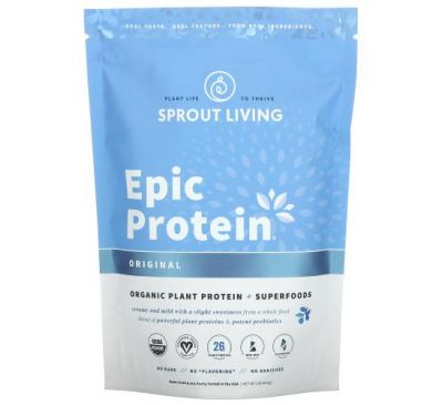 Sprout Living, Epic Protein, Organic Plant Protein + Superfoods, Original, 1 lb (455 g)