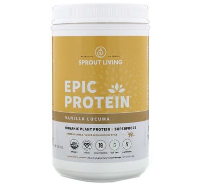 Sprout Living, Epic Protein, Organic Plant Protein + Superfoods, Vanilla Lucuma, 2 lb (910 g)