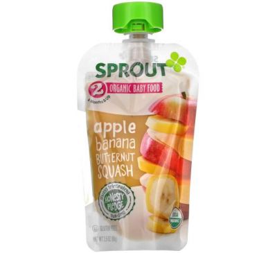 Sprout Organic, Детское питание, от 6 месяцев, яблоко, банан и мускатная тыква, 99 г (3,5 унции)