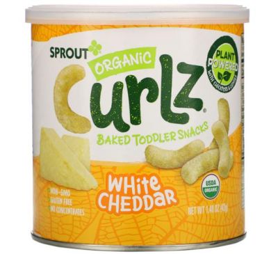 Sprout Organic, Curlz, білий чеддер, 42 г (1,48 унції)
