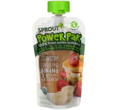 Sprout Organic, Power Pak, 12 Months & Up, Strawberry with Superblend Banana & Butternut Squash, 4.0 oz (113 g)