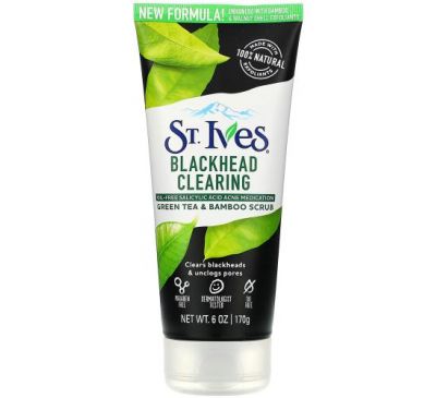 St. Ives, Green Tea & Bamboo Scrub, Blackhead Clearing, 6 oz (170 g)